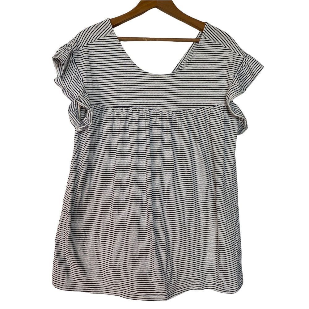 Asos Womens Striped Top Size 6 Black White Sleeveless Ruffle